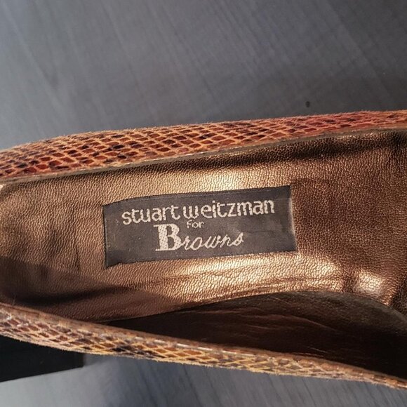 Stuart Weitzman animal print snake leather low heel shoes - Picture 7 of 11